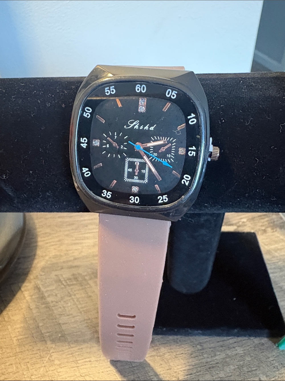 Women’s Brown Silicone Strap Fashion Watch – Black Square Face